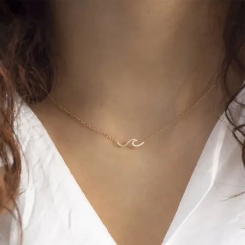گردنبند طلا 18عیار طرح موج مینیمال - تصویر 1