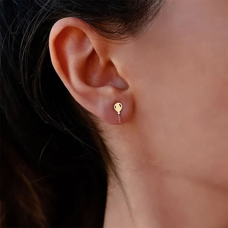 گوشواره طلا 18عیار طرح بادکنک - تصویر 1