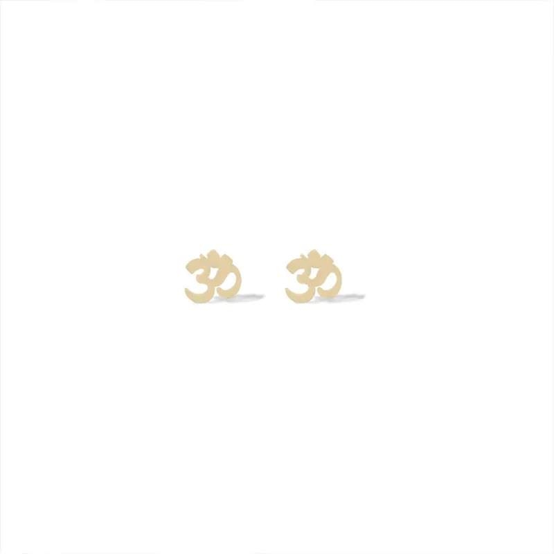 گوشواره طلا 18عیار طرح ام ॐ - تصویر 2