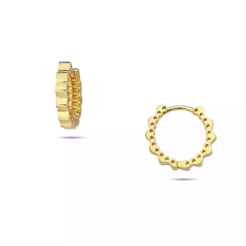 گوشواره حلقه ای شکوفه طلا 18 عیار - تصویر 2
