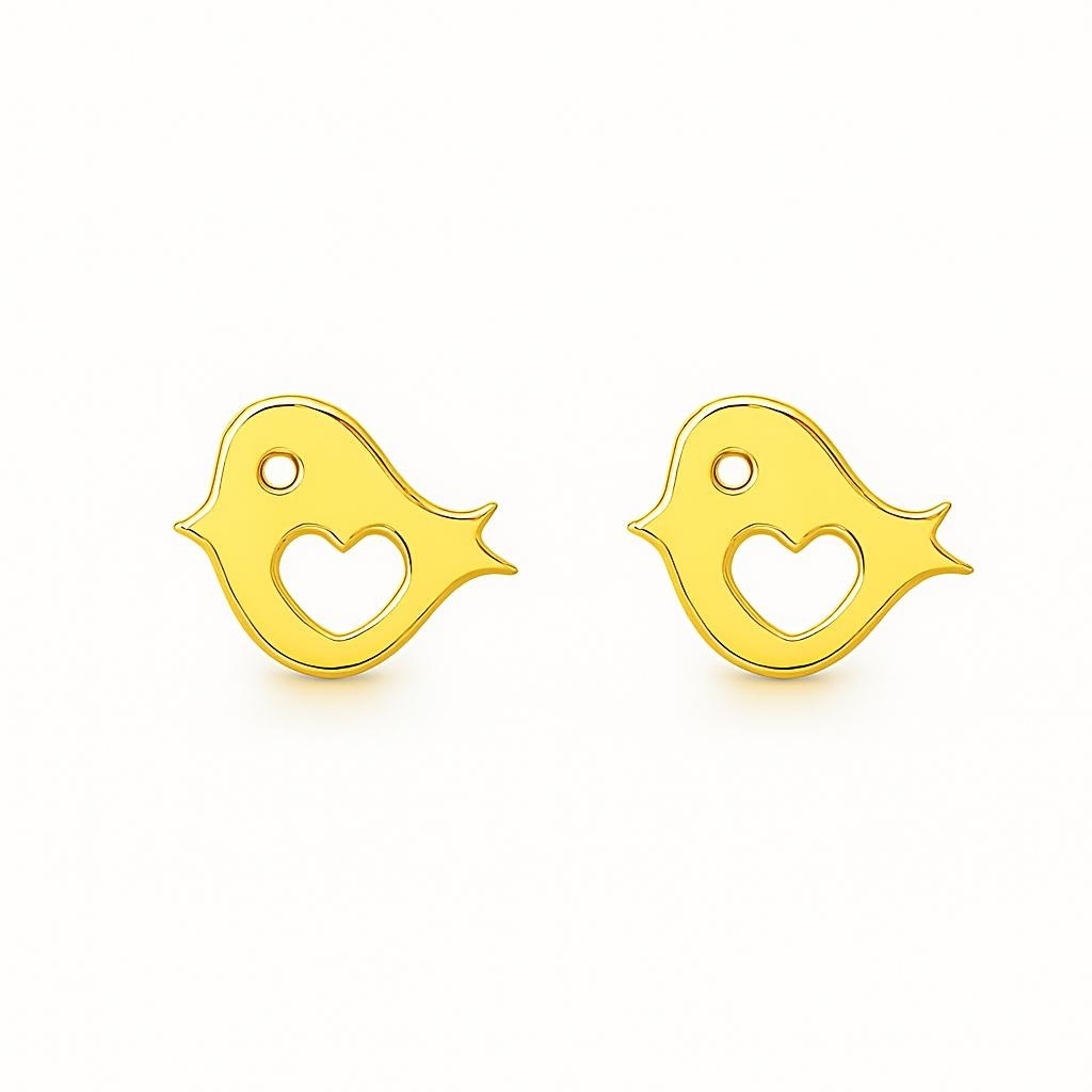 گوشواره طلا 18عیار طرح گنجشک دانه