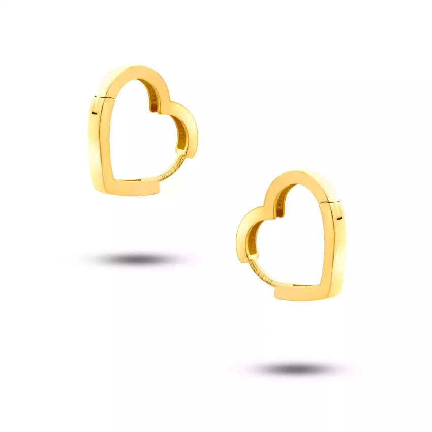 گوشواره قلبی ساده طلا 18 عیار