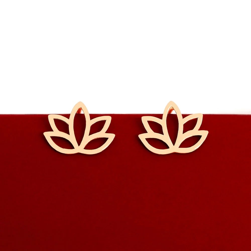 گوشواره طلا ۱۸ عیار طرح نیلوفر لوتوس - تصویر 1