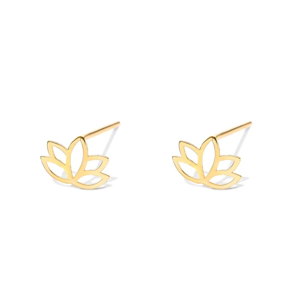 گوشواره طلا ۱۸ عیار طرح نیلوفر لوتوس - تصویر 2