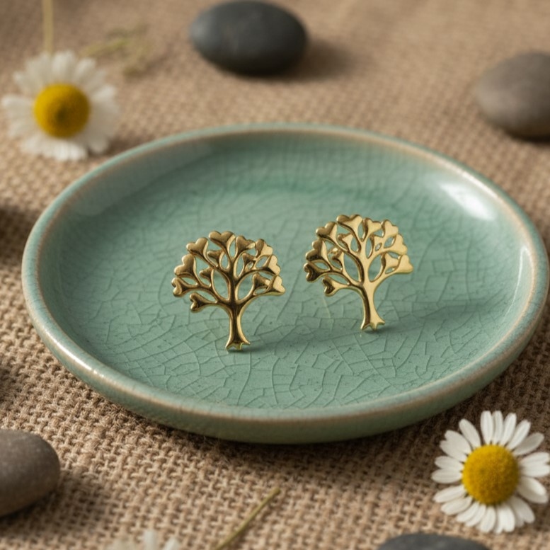 گوشواره طلا 18عیار درخت و قلب - تصویر 3
