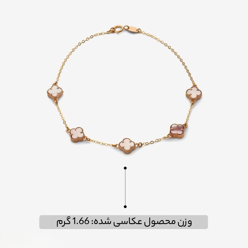 دستبند طلا 18 عیار ونکلیف 5 تایی سفید - تصویر 3