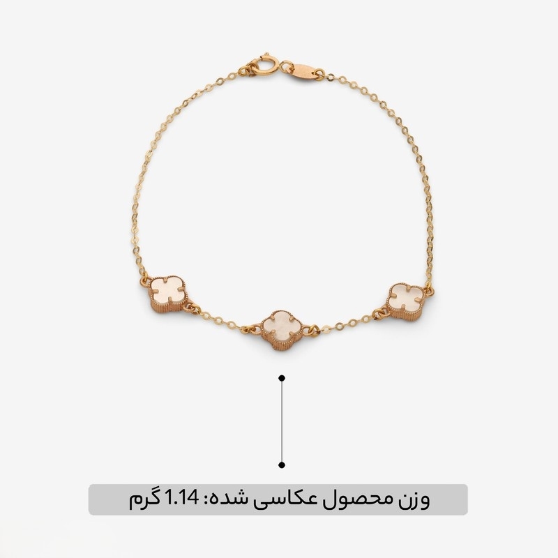 دستبند طلا 18 عیار ونکلیف 3 تایی سفید - تصویر 4