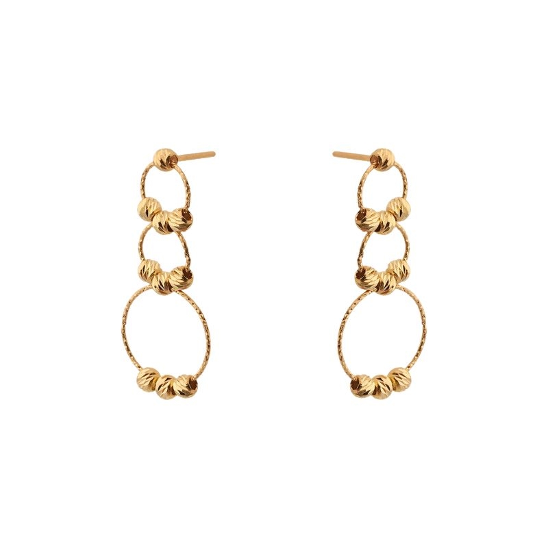 گوشواره طلا 18 عیار طرح 3 حلقه البرنادو - تصویر 2