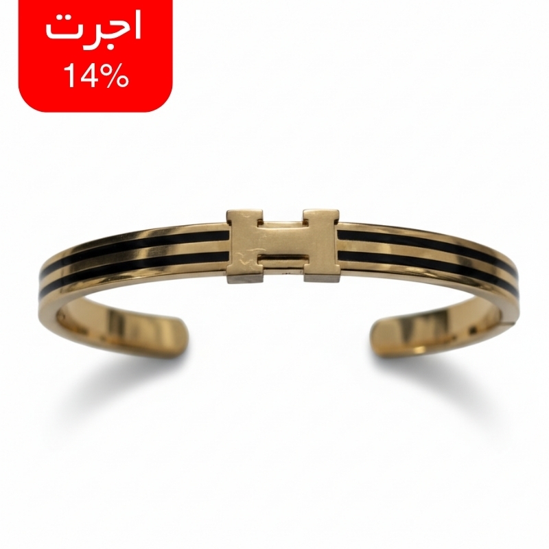 بنگل طلا 18 عیار طرح هرمس H زنانه – کد 2