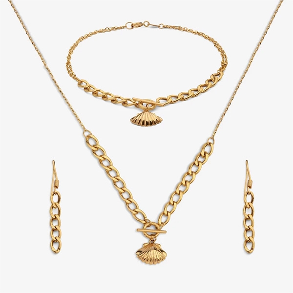نیم ست طلا 18 عیار زنانه  مدل کارتیه ترکیبی و صدف کد 8744 - تصویر 2