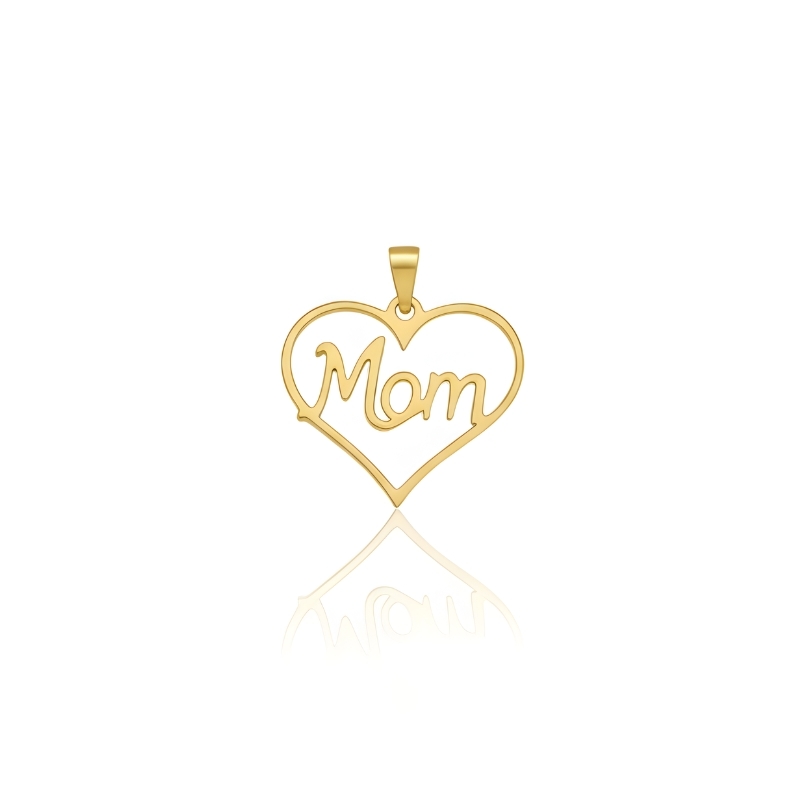 پلاک طلا 18 عیار طرح قلب مادر (MoM)