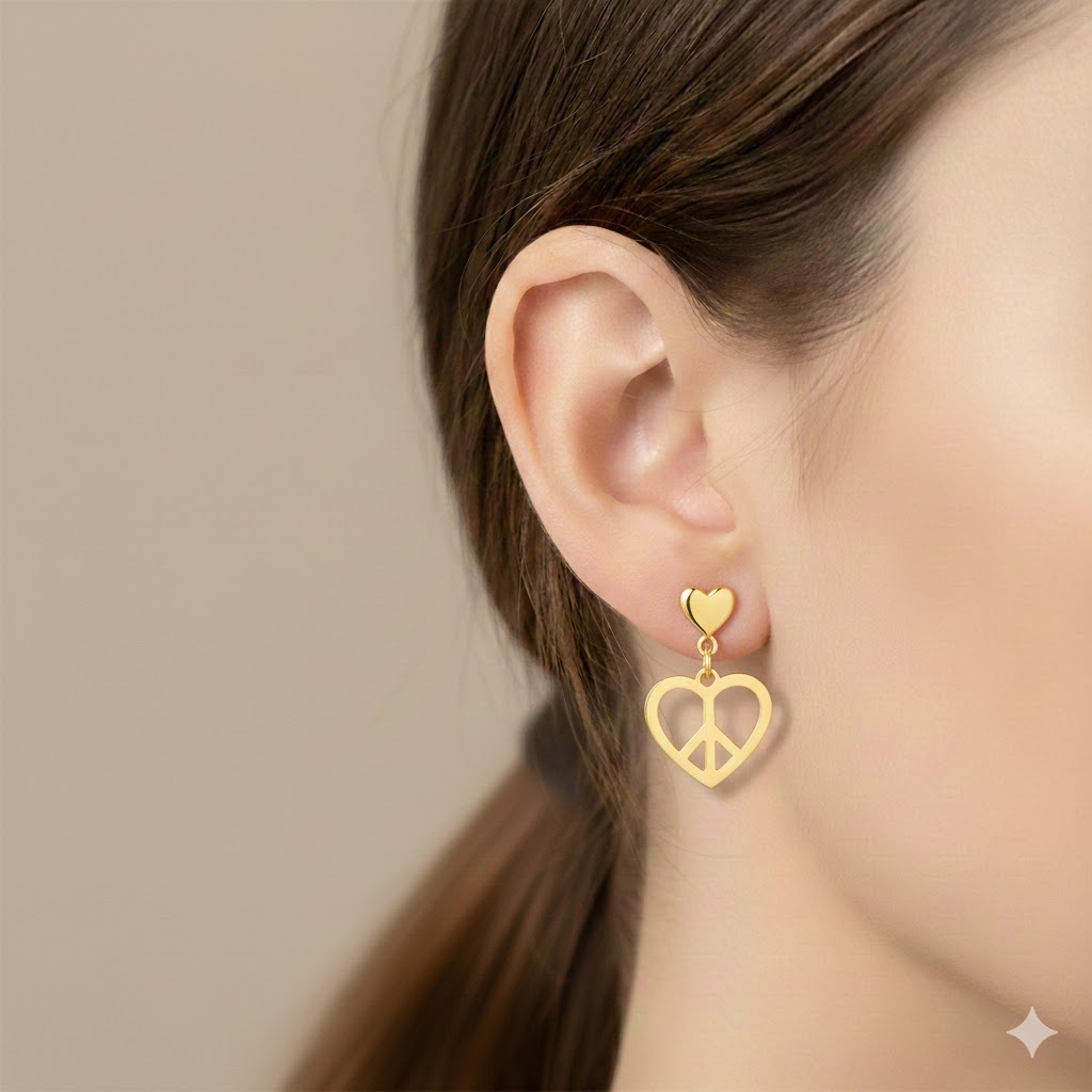 گوشواره طلا 18 عیار میخی طرح تپش قلب
