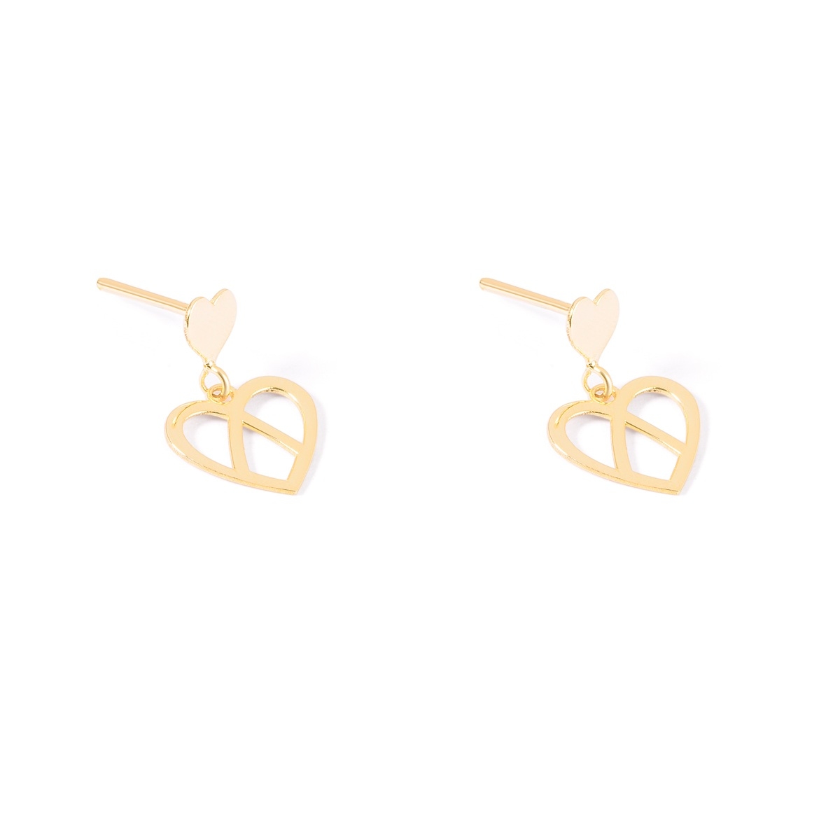 گوشواره طلا 18 عیار میخی طرح تپش قلب - تصویر 2