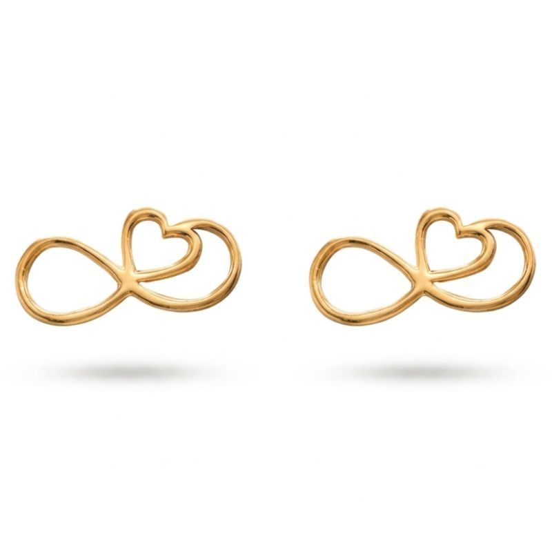 گوشواره طلا 18عیار طرح بی نهایت و قلب - تصویر 1