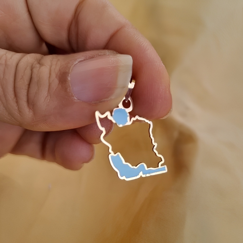 پلاک طلا طرح ایران من میناکاری دو رو - تصویر 1
