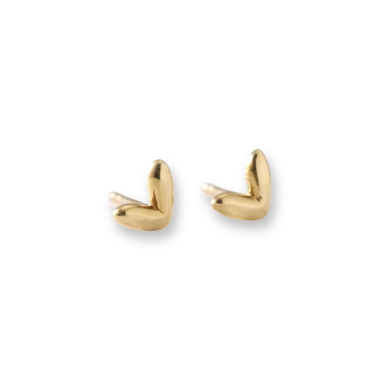 گوشواره طلا 18 عیار میخی قلب مینیمال پفکی - تصویر 2