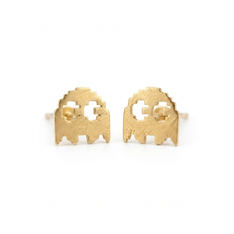 گوشواره طلا 18 عیار طرح شبح لگو پیکسل