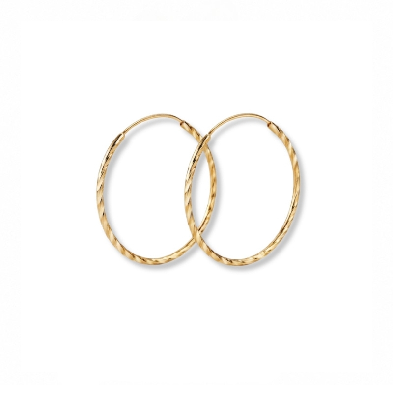 گوشواره طلا 18 عیار حلقه ای ساده پیچک 2.2