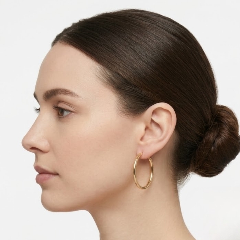 گوشواره طلا 18 عیار طرح حلقه ای ساده قطر 2