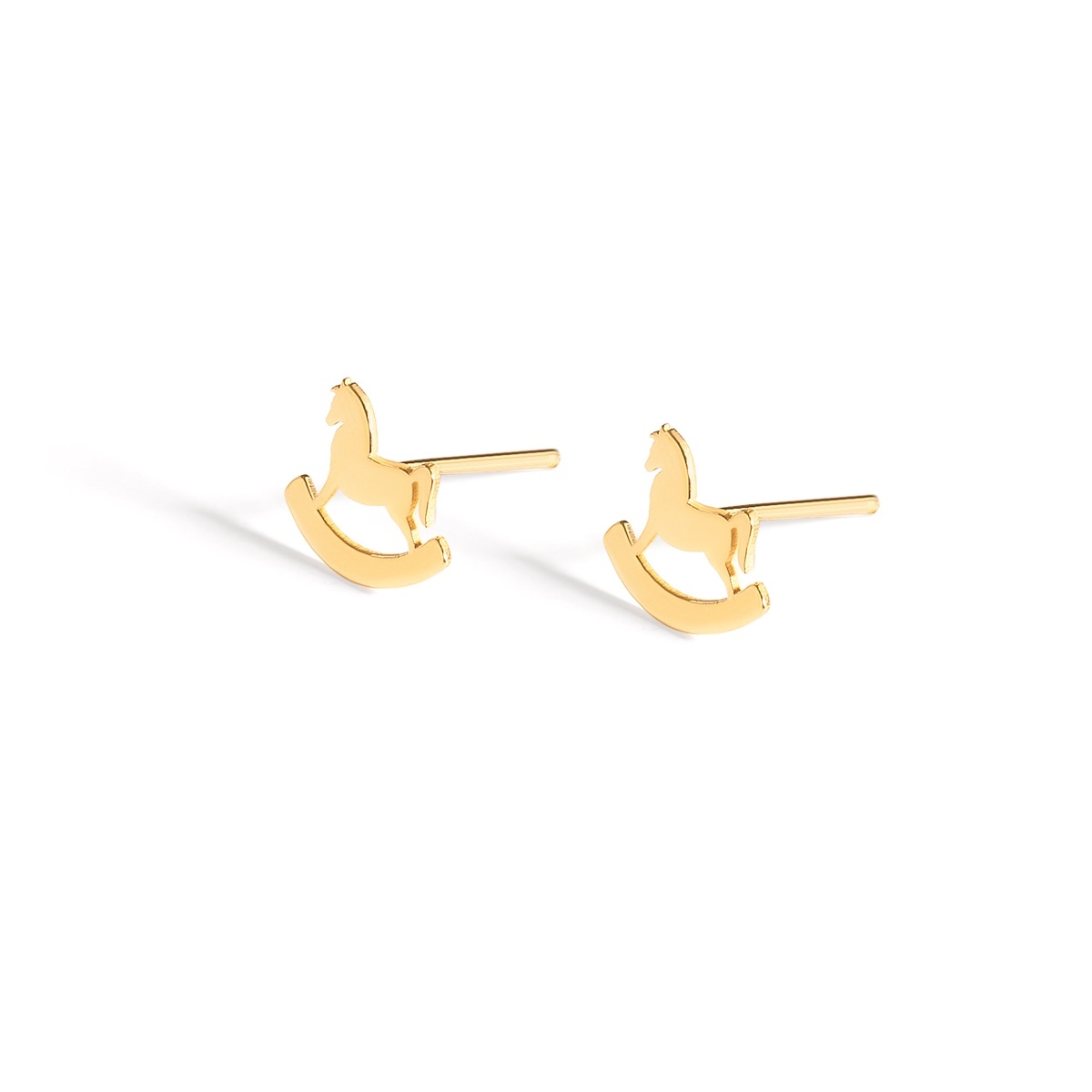 گوشواره طلا 18عیار میخی طرح اسب گهواره ای
