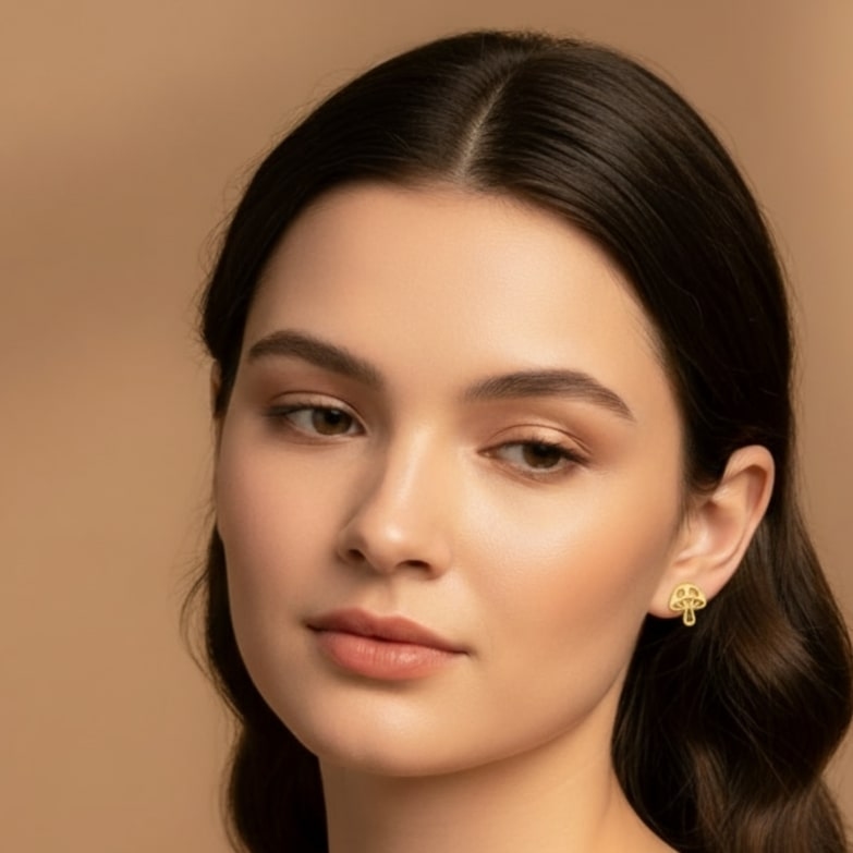 گوشواره طلا 18 عیار قارچ جنگل