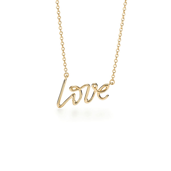 گردنبند طلا 18 عیار طرح love تیفانی